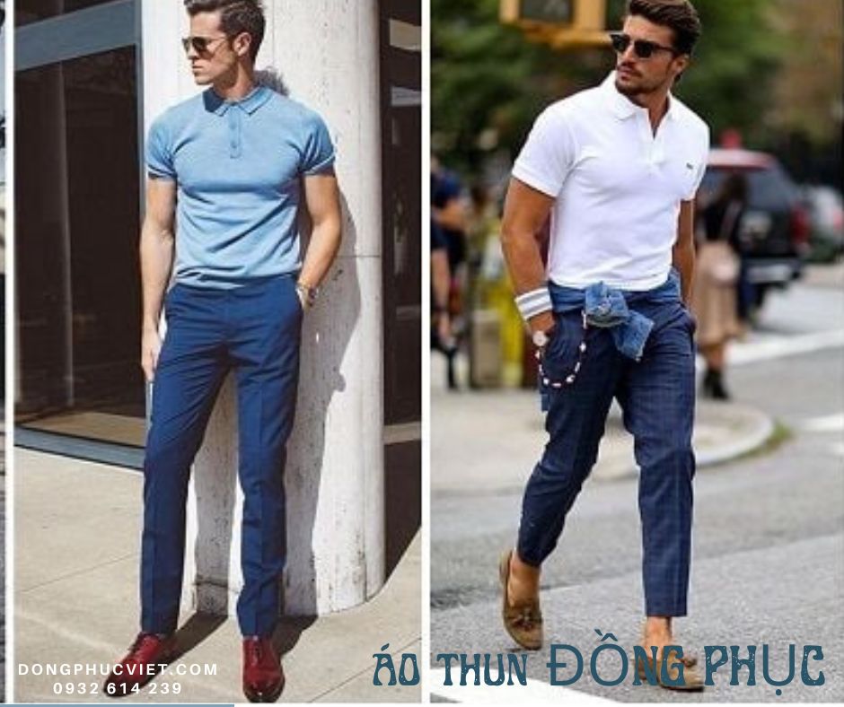 Phối áo thun đồng phục phong cách